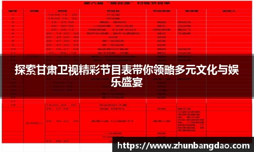 探索甘肃卫视精彩节目表带你领略多元文化与娱乐盛宴